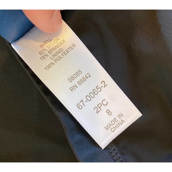 NEW Kim Gravel Smocked Bandeau & Shorts Swimsuit Set 8 Women’s Blue Black - Picture 4 of 11